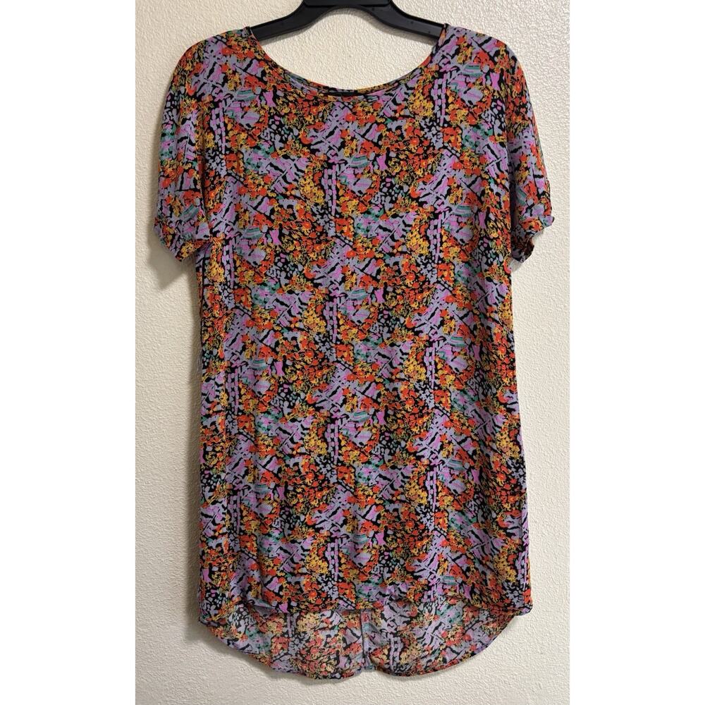 Patterson J. Kincaid Floral Short Sleeve Dress Scoop Neck Shift Style Size M Art